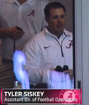 Tyler Siskey watches for signals from Ole Miss' sideline.