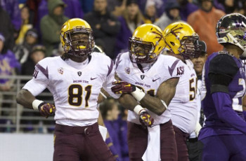 Arizona State's  Gary Chambers celebrates a touchdown against Washington.