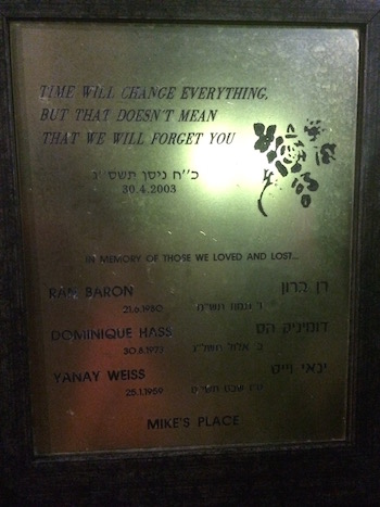 Mike's place memorial plaque
