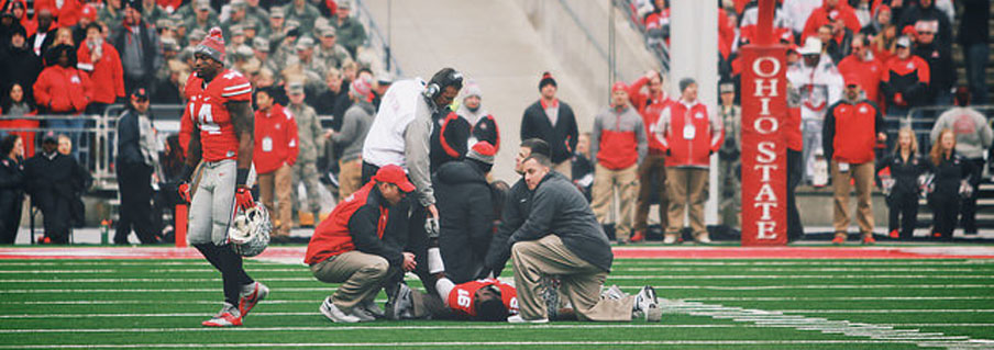 J.T. Barrett down on the field against Michigan