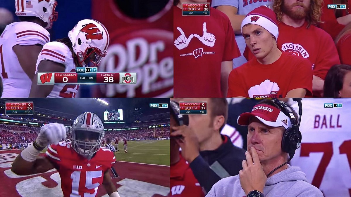 the many sad faces of the Wisconsin Badgers