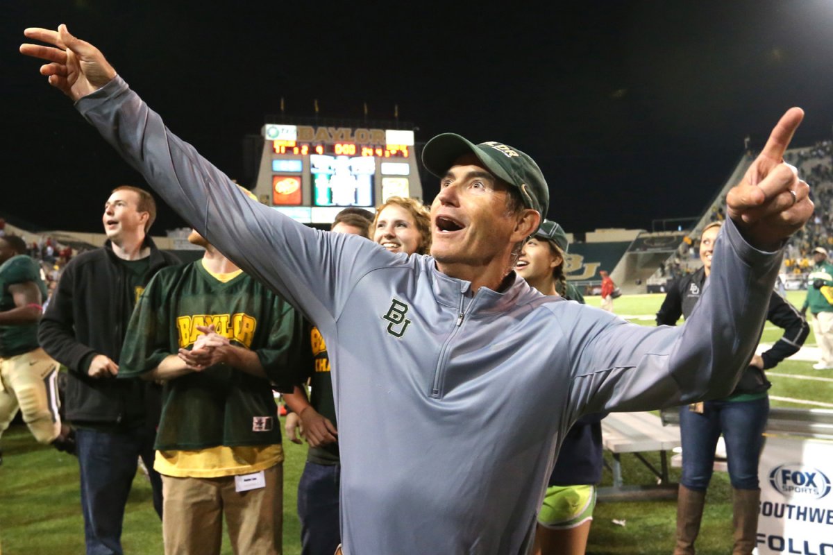 art briles celebrating a 77-point win over a rotary club from plano