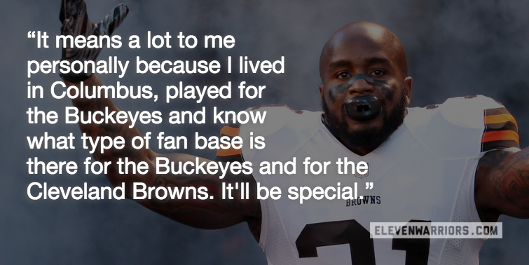 Donte Whitner is excited to return to Ohio Stadium.
