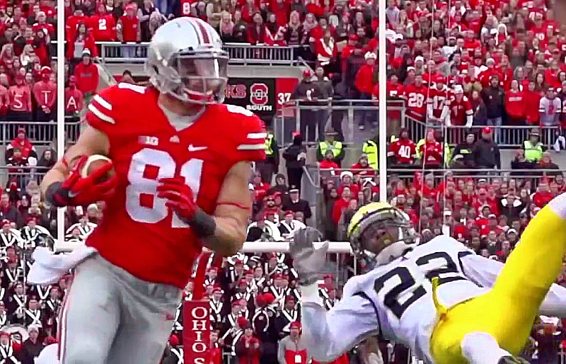 Nick Vannett running by a Michigan defender destroyed by Corey Smith