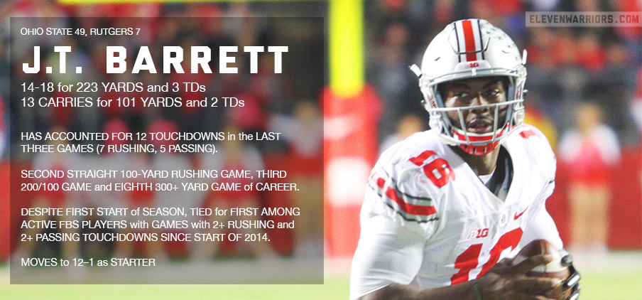 J.T. Barrett shined in his first start of the 2015 season for Ohio State
