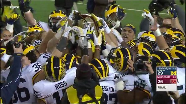 Michigan reclaimed the Little Brown Jug. 