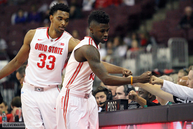 Keita Bates-Diop and Kam Williams check into the ball game.