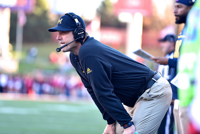 Jim Harbaugh on the sidelines