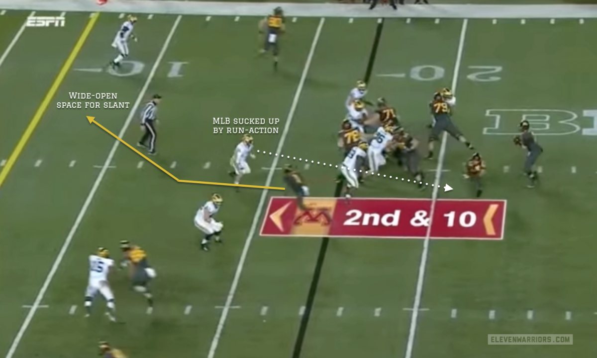 The LBs open up an easy route