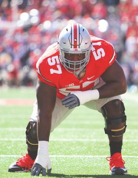 Chase Farris has struggled with consistency as Ohio State's starting right tackle. 