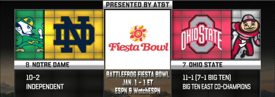 No. 7 Ohio State will meet No. 8 Notre Dame in the Fiesta Bowl.