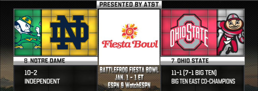 No. 7 Ohio State will meet No. 8 Notre Dame in the Fiesta Bowl. No. 7 Ohio State will meet No. 8 Notre Dame in the Fiesta Bowl.