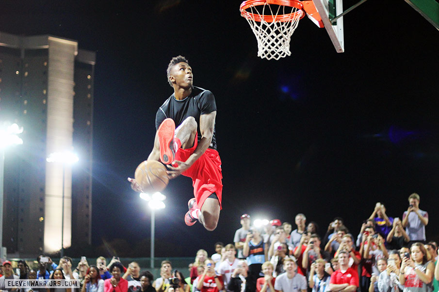 Kam Williams on the outdoor courts at Ohio State