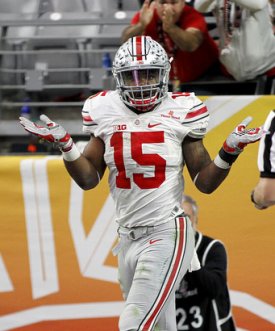 Zeke went for 1,821 rushing yards and 23 scores in his final collegiate season. Zeke went for 1,821 rushing yards and 23 scores in his final collegiate season.