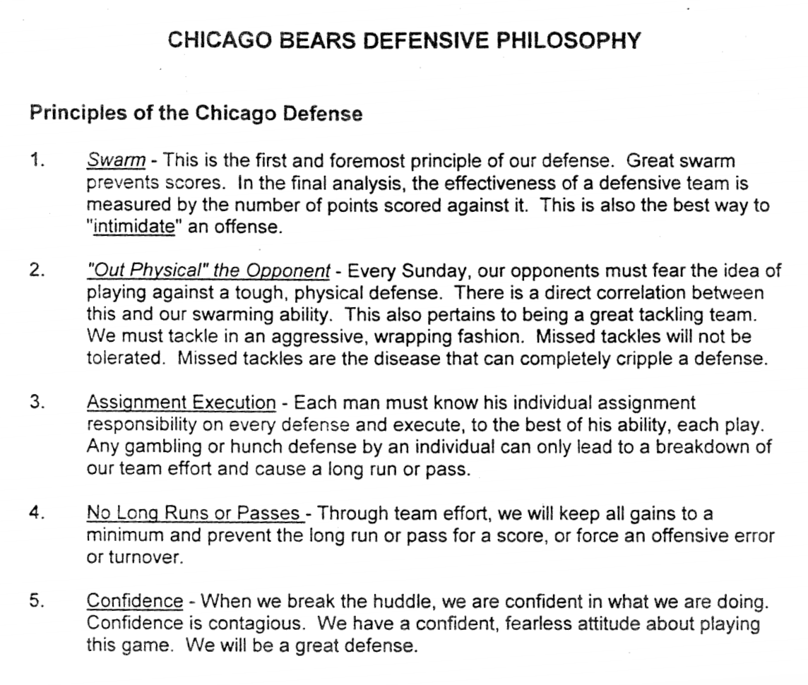 1998 Chicago Bears defensive philosophy