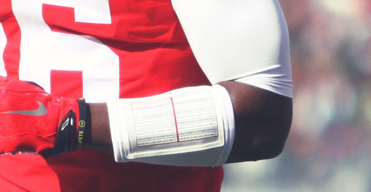 A closer view of of J.T. Barrett's wristband A closer view of of J.T. Barrett's wristband