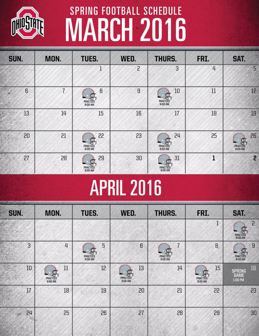 Ohio State Spring Football 2016 dates