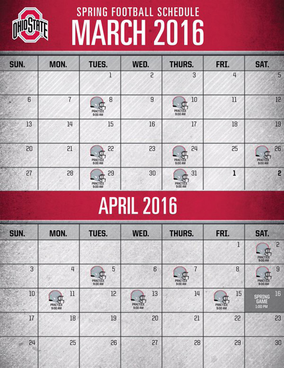 Ohio State Spring Football 2016 dates Ohio State Spring Football 2016 dates