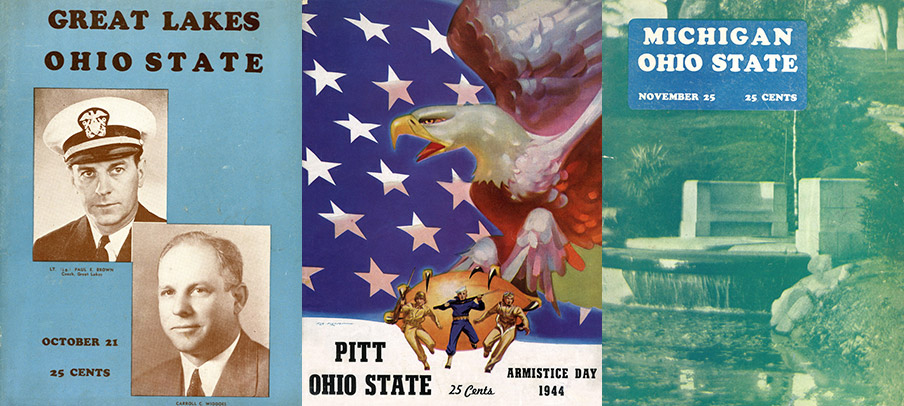 Football game programs from Ohio State's 1944 season.