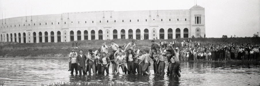 Ohio State students in the Olentangy River (1930s)