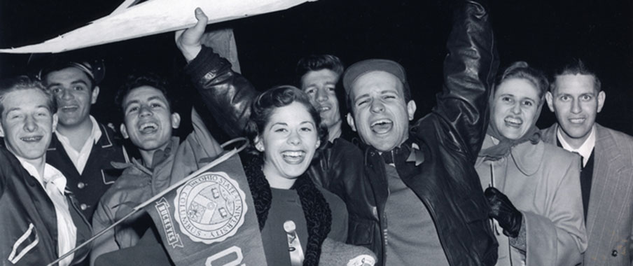 Ohio State students celebrate a big football win (c.1940s)
