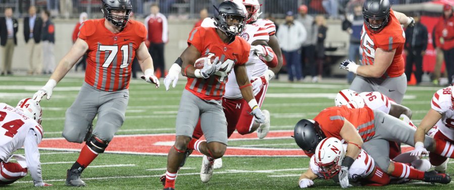 K.J. Hill posted career-highs of five receptions and 66 yards in the blowout of Nebraska.