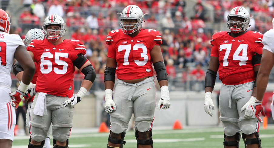 Pat Elflein, Michael Jordan and Jamarco Jones make up part of Ohio State's offensive line