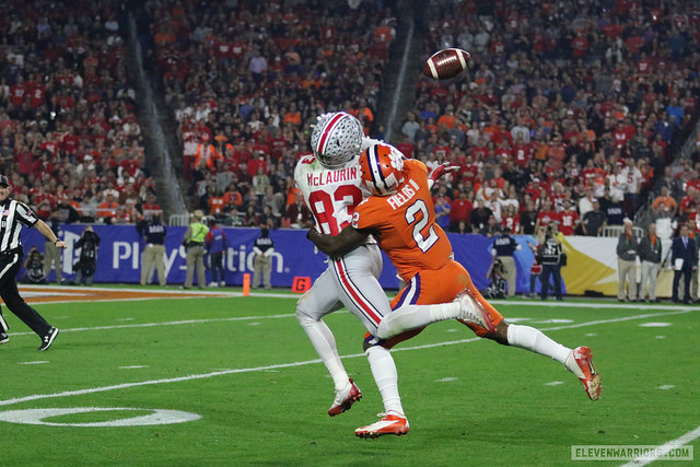 Ohio State wide receiver Terry McLaurin attempts to haul in a pass vs. Clemson
