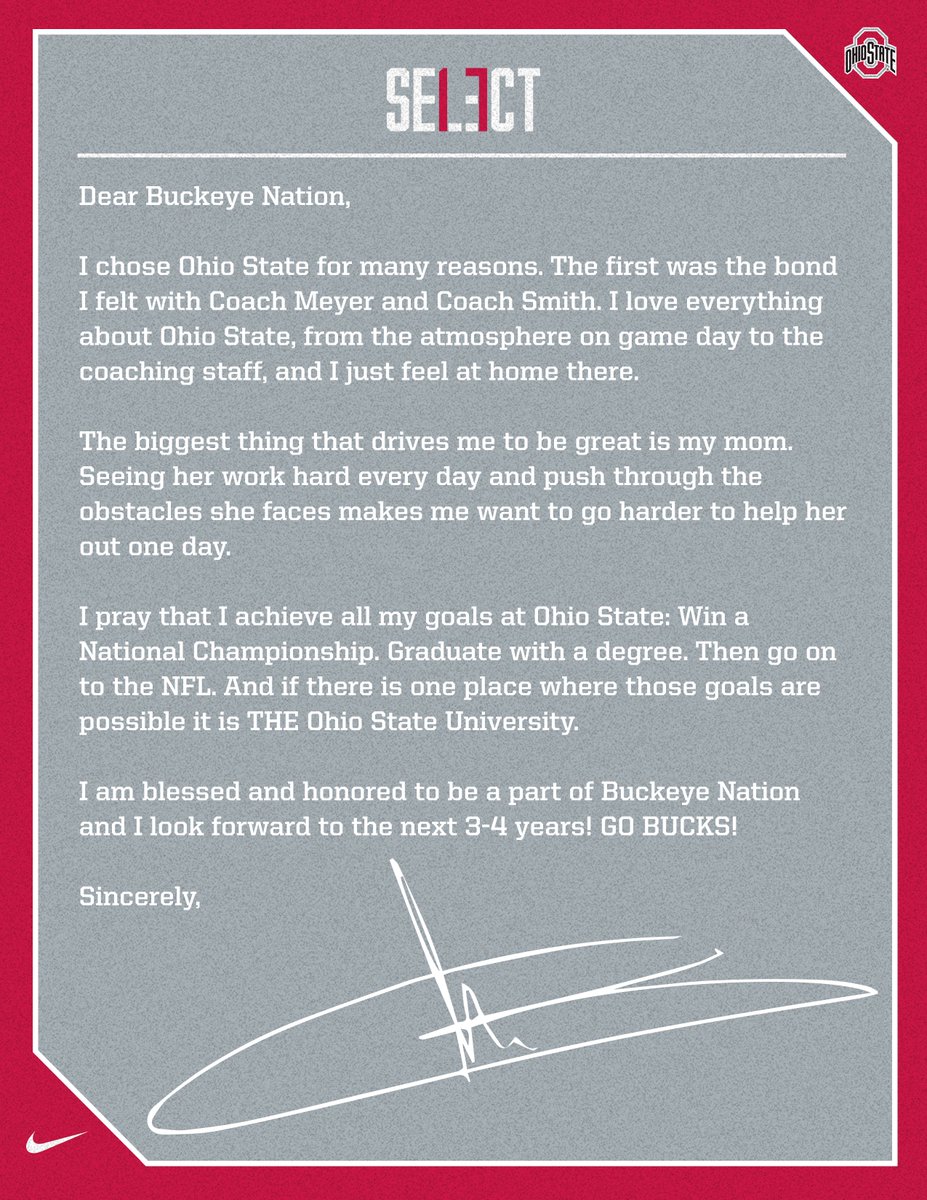 Grimes's Letter to Buckeye Nation