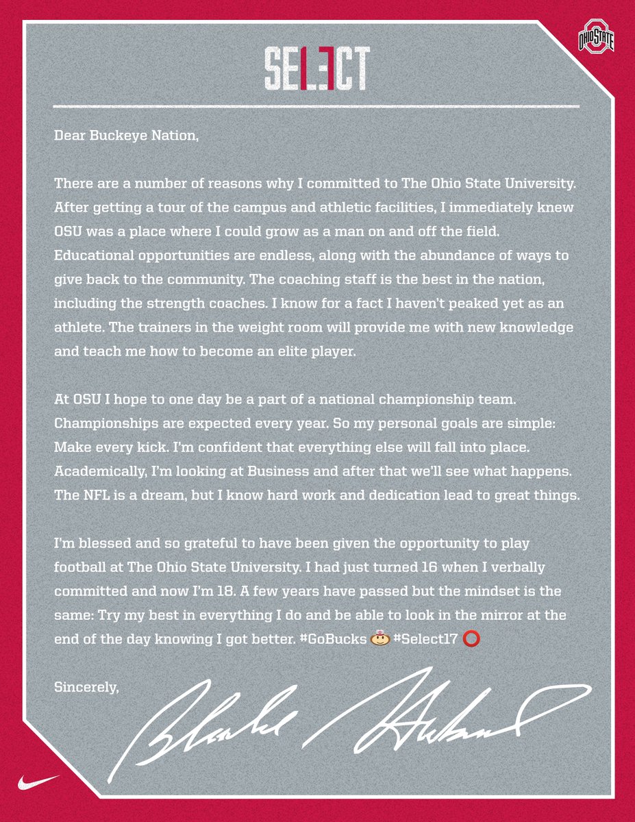 Haubeil's letter to Buckeye Nation