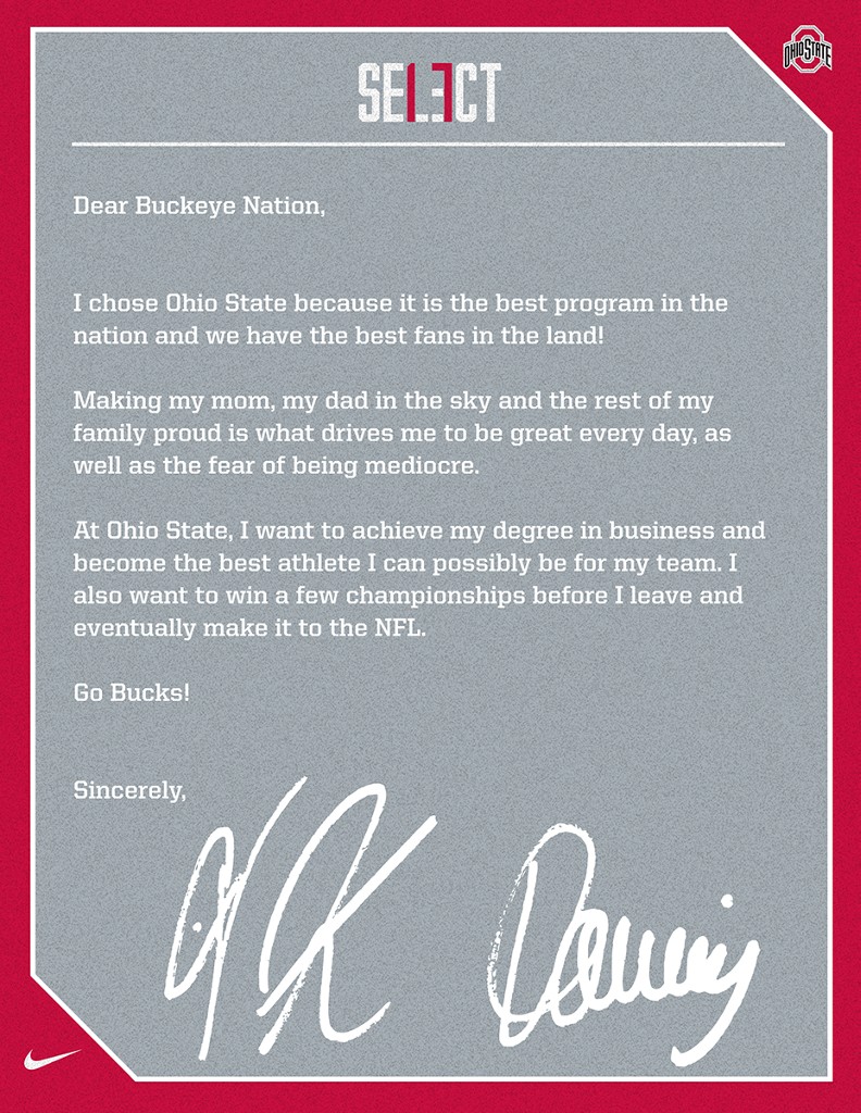 J.K. Dobbins letter