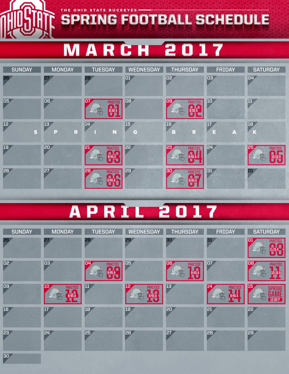 OSU FOOTBALL SPRING SCHEDULE