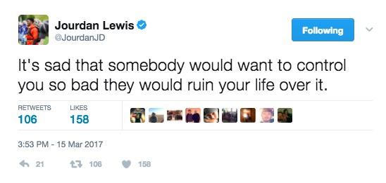 Jourdan Lewis' deleted tweet (internet is forever, kids)