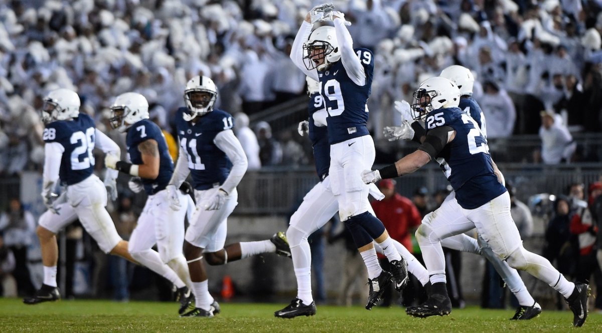 penn state blocks cam johnston's punt, 2016