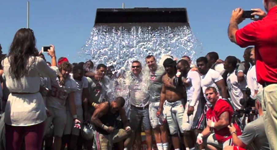 Urban Meyer and Ohio State football players take part in the ALS Ice Bucket Challenge