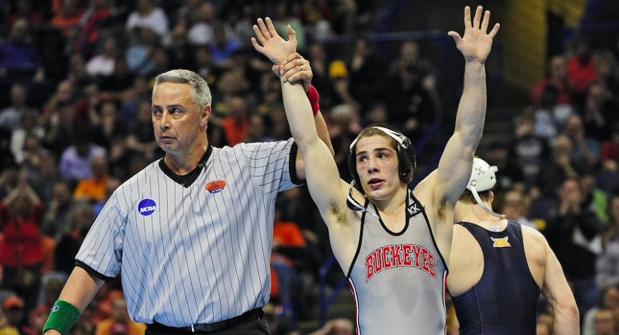 Nathan Tomasello celebrates his national title.