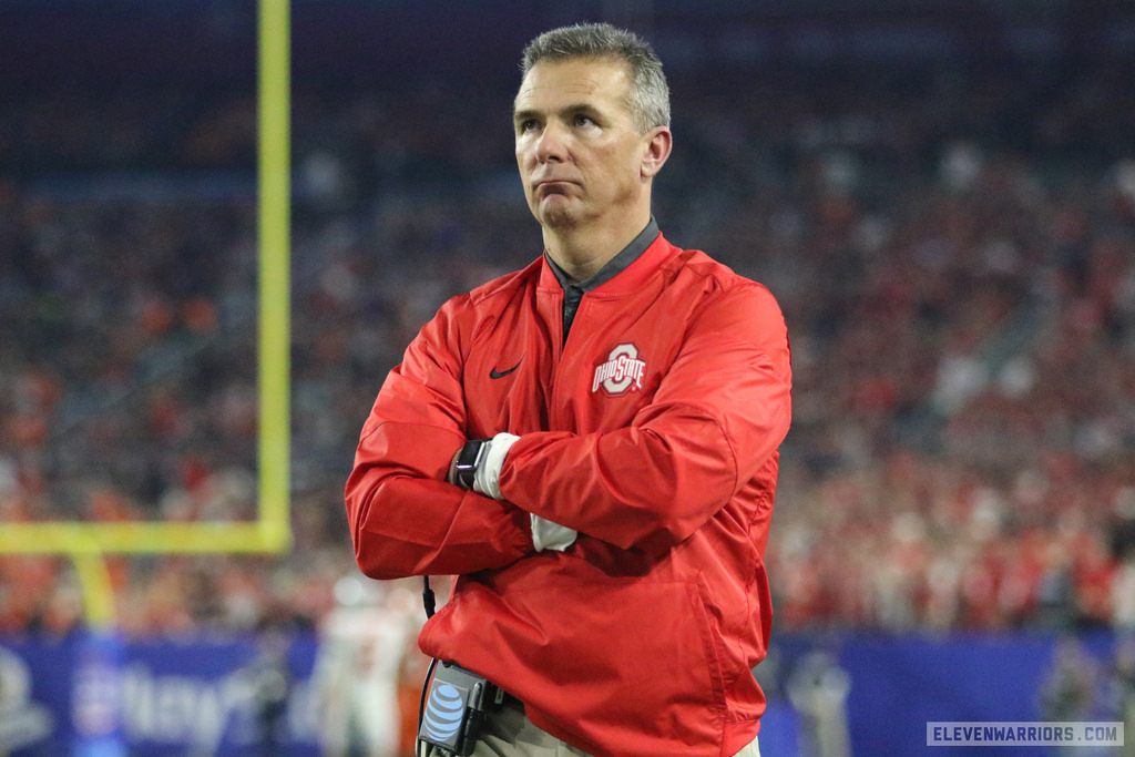 A dejected Urban Meyer looks on during the Buckeyes' 31-0 Fiesta Bowl loss to Clemson.