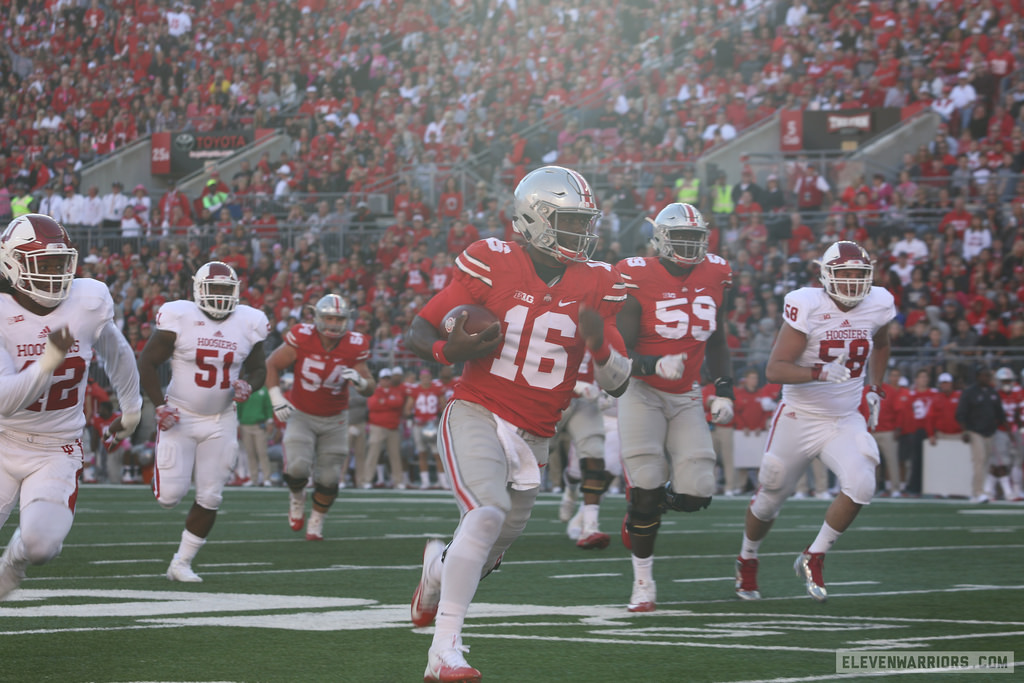 J.T. Barrett running against the Indiana defense last season.