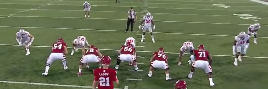 Ohio State's five-man defensive front, from the first defensive play of Thursday's game at Indiana.