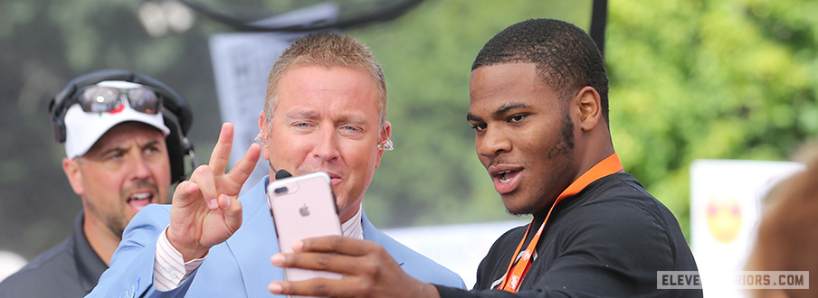 Five-star defensive end prospect Micah Parsons on the set of College GameDay with Kirk Herbstreit Five-star defensive end prospect Micah Parsons on the set of College GameDay with Kirk Herbstreit