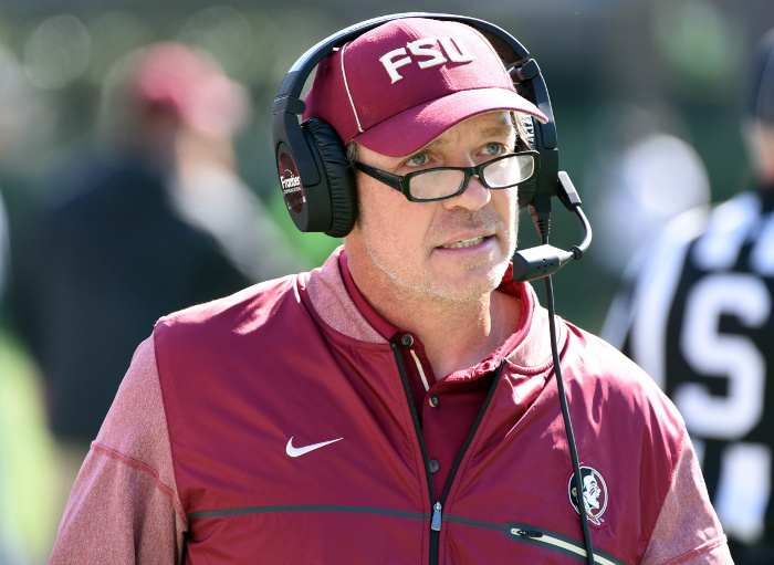 Florida State Seminoles head coach Jimbo Fisher during the second half against the Duke Blue Devils at Wallace Wade Stadium.