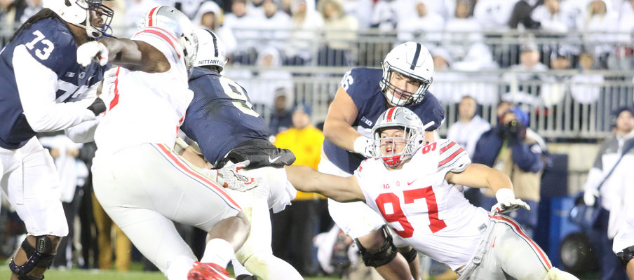 Ohio State defensive end Nick Bosa (97) can put pressure on Penn State quarterback Trace McSorley (9).
