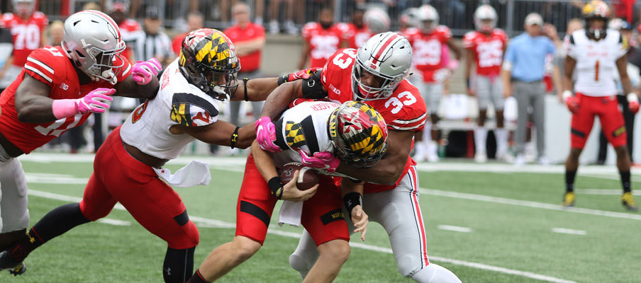 Dante Booker sacked Maryland quarterback Max Bortenschlager on Ohio State's first defensive play of Saturday's game Dante Booker sacked Maryland quarterback Max Bortenschlager on Ohio State's first defensive play of Saturday's game