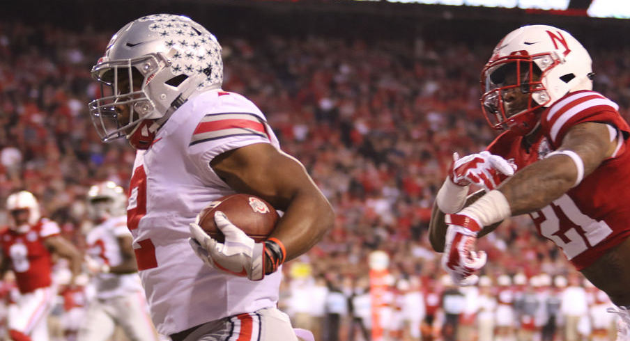 J.K. Dobbins ran for a 52-yard touchdown on Ohio State's first drive.