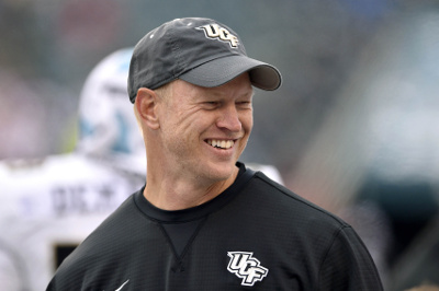 Nov 18, 2017; Philadelphia, PA, USA; UCF Knights head coach Scott Frost smiles on the sidelines during the second half against the Temple Owls at Lincoln Financial Field. Mandatory Credit: Derik Hamilton-USA TODAY Sports
