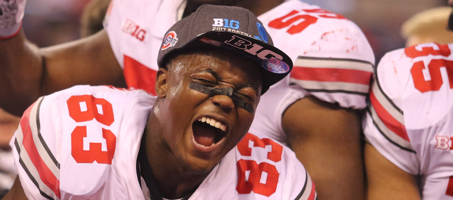 Terry McLaurin celebrating the Big Ten Championship Game win over Wisconsin