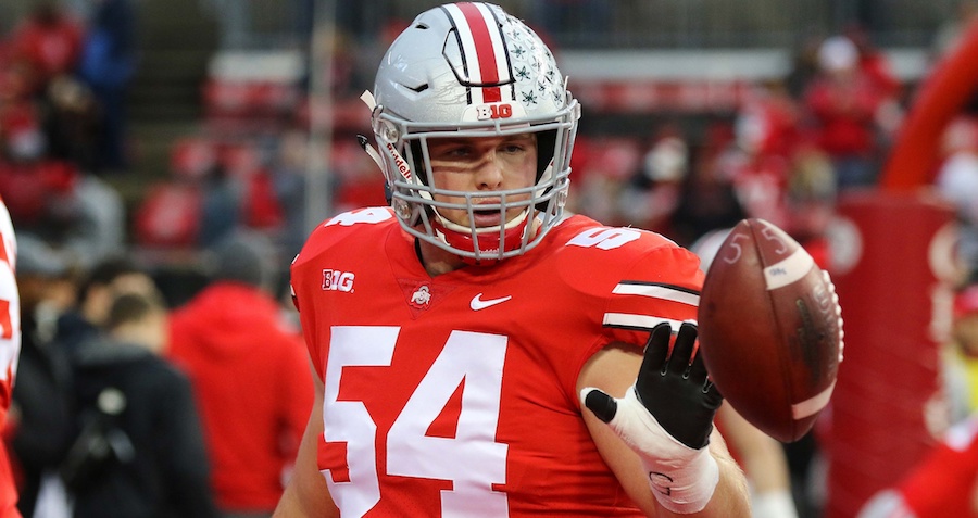 Nov 18, 2017; Columbus, OH, USA; Ohio State Buckeyes offensive lineman Billy Price (54) before the game against the Illinois Fighting Illini at Ohio Stadium. Mandatory Credit: Joe Maiorana-USA TODAY Sports