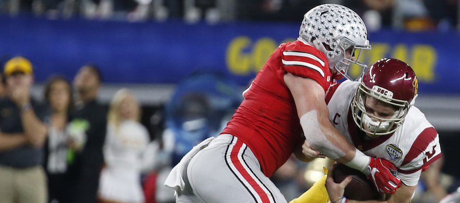 Sam Hubbard sacking Sam Darnold in the Cotton Bowl