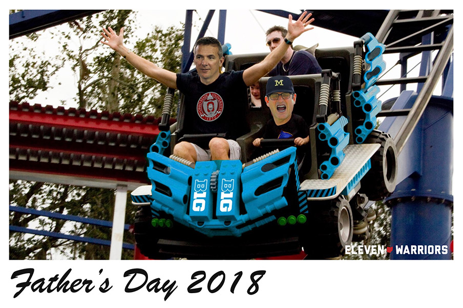 Urban and his son, Jim Harbaugh, enjoying a rollercoaster