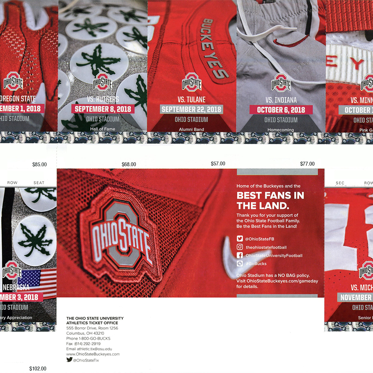 Ohio State's 2018 Season's Tickets